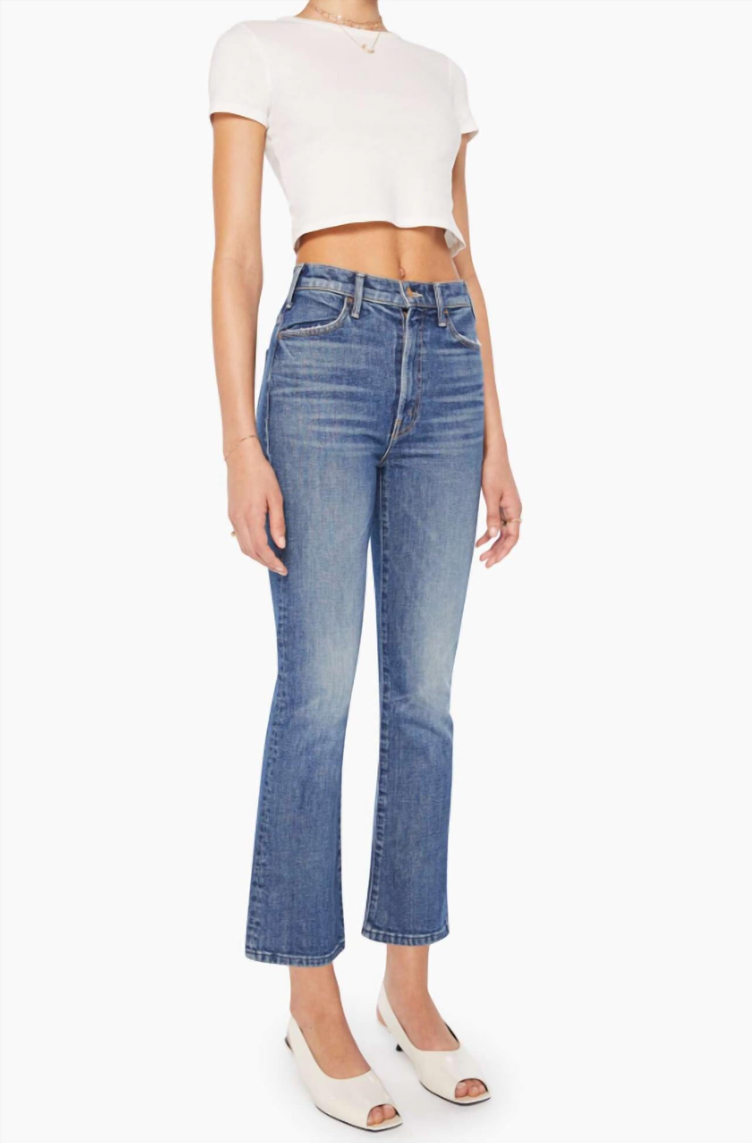 Mother Hustler High-rise Flare Ankle Jeans in bending the rules - women's pants