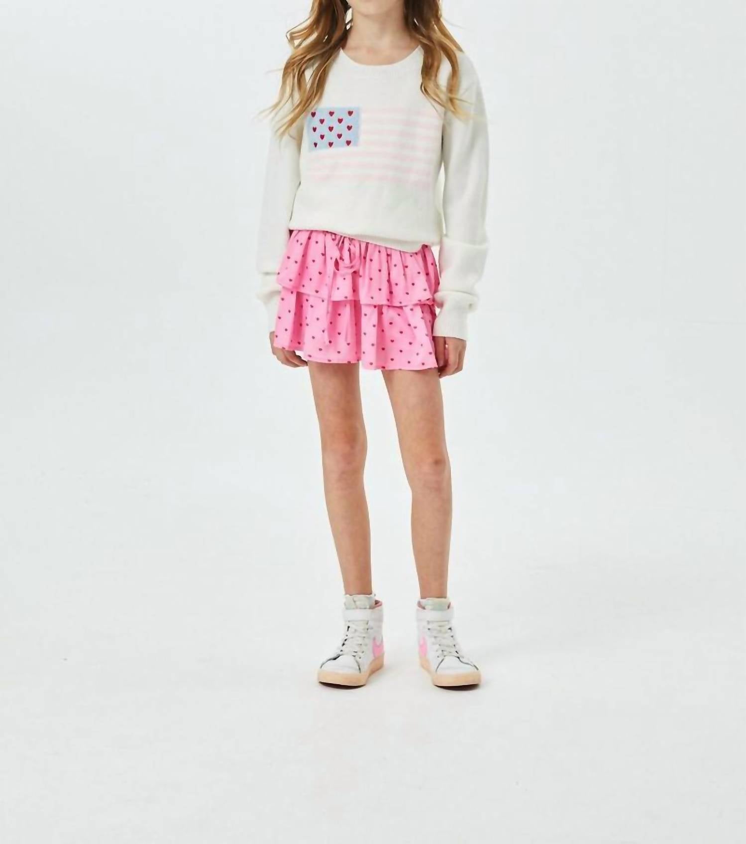 THEME Tiegan American Flag Sweater in white - kids' sweater