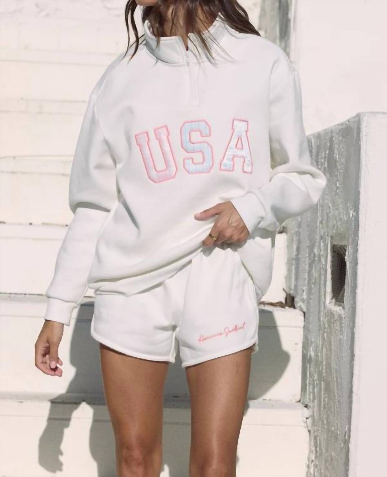 Vintage Havana - USA Fleece Quarter Zip Top