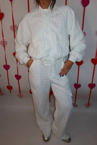 Mulla - Embossed Bomber And Long Pants Set