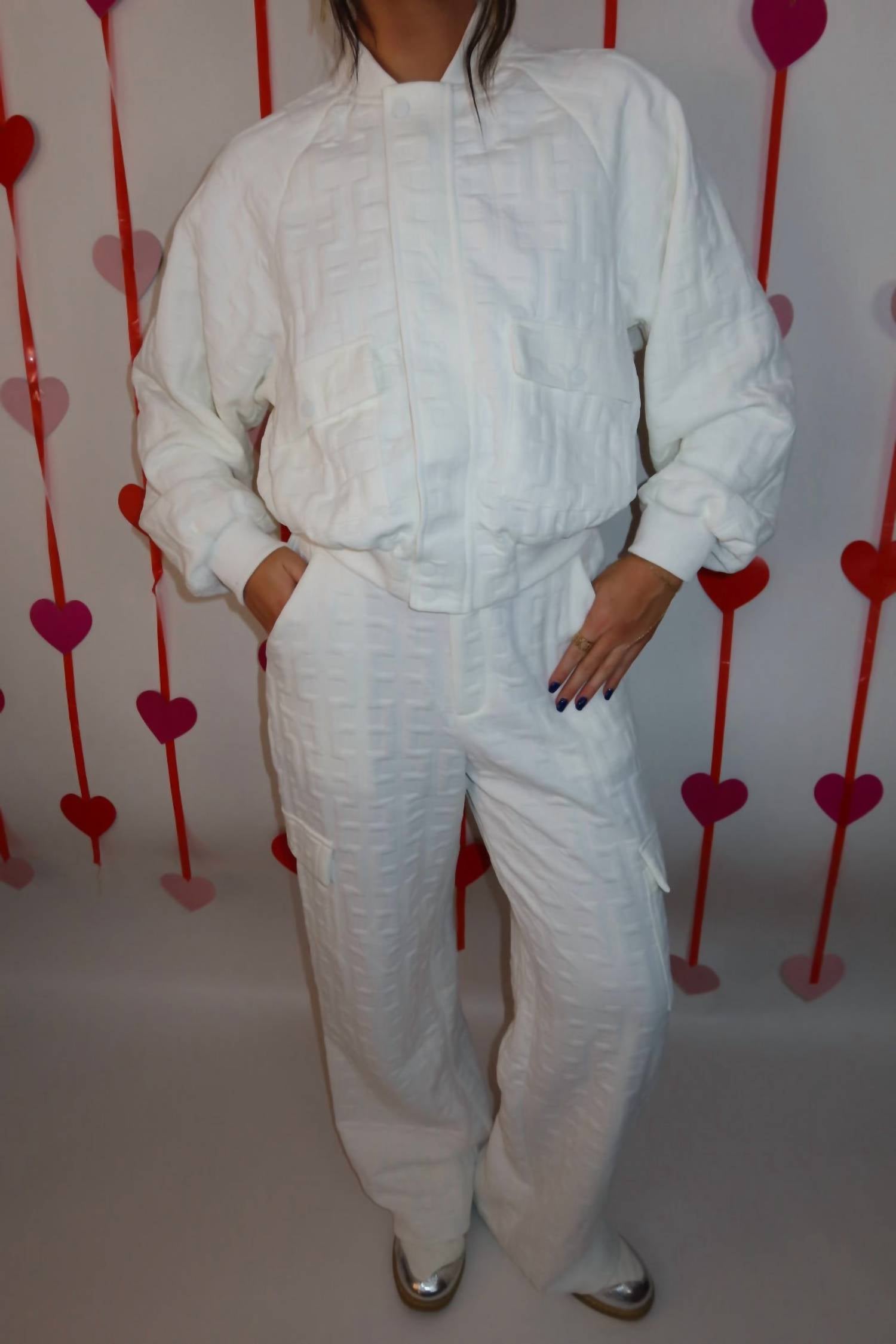 Mulla - Embossed Bomber And Long Pants Set