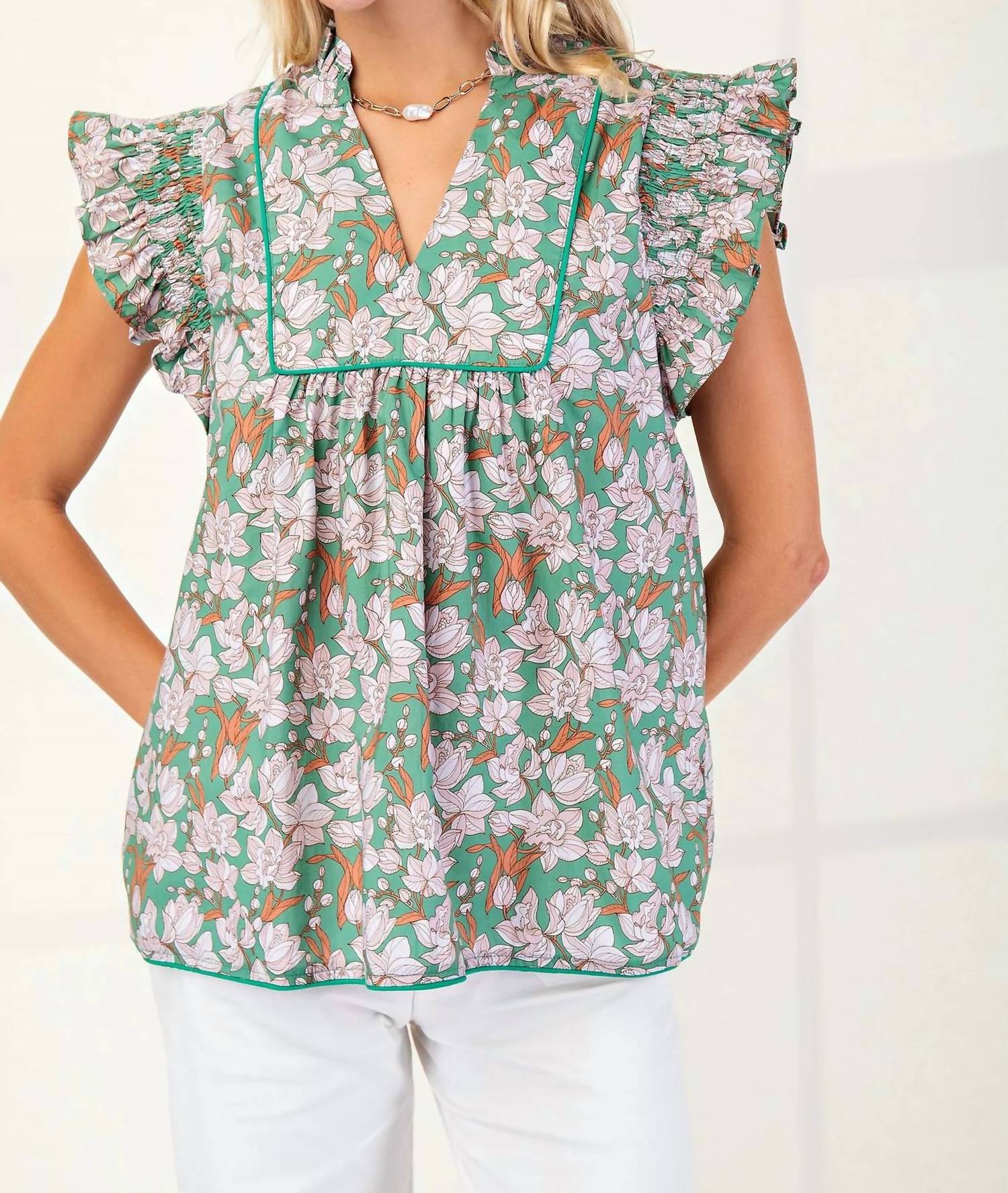 Gigio - Kelly Top With Piping Trim Details - Plus