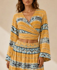 Mystery Resort - Mirena Wrap Top And Maxi Skirt Set