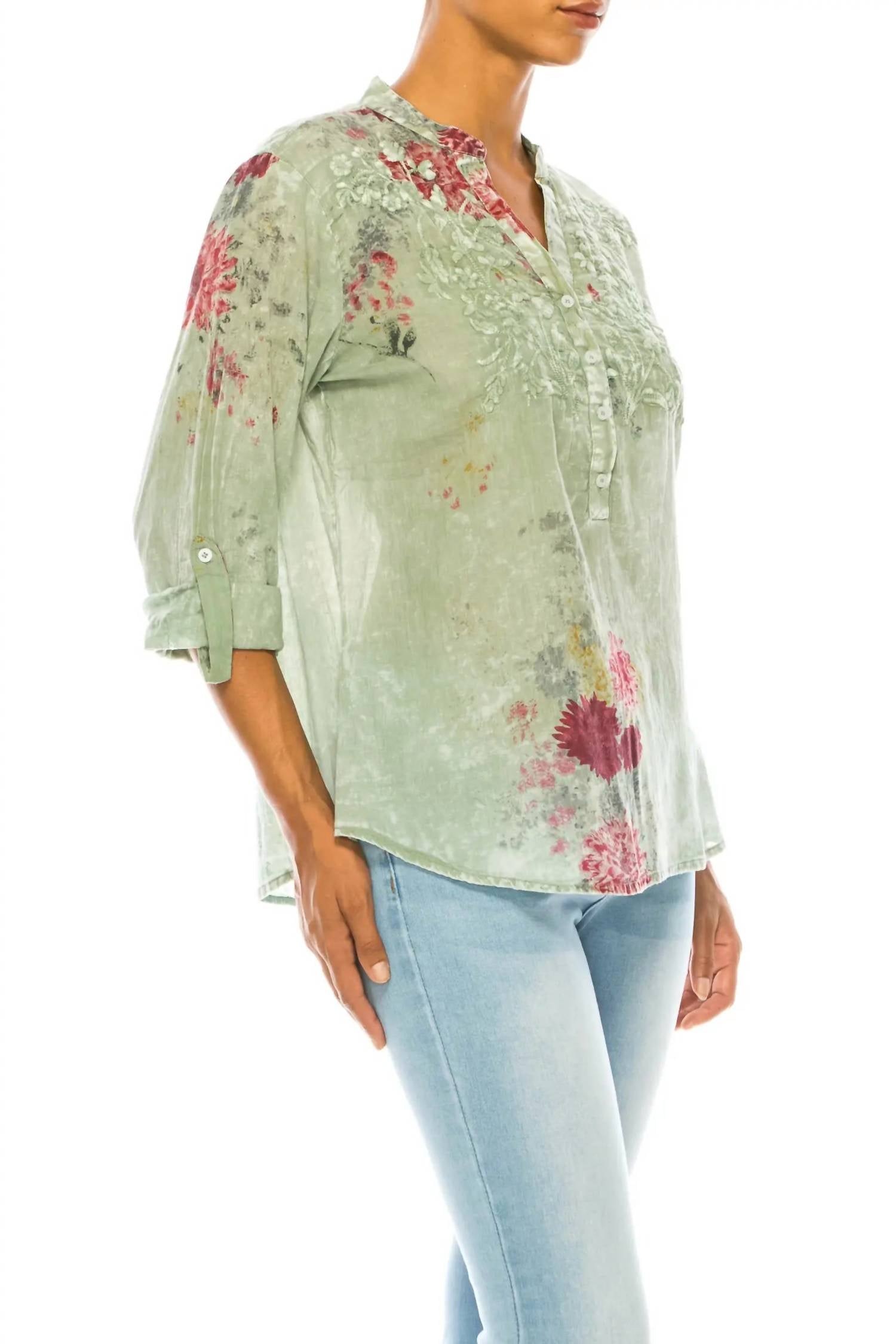 Magazine Clothing - Floral Printed with Embroidery Top