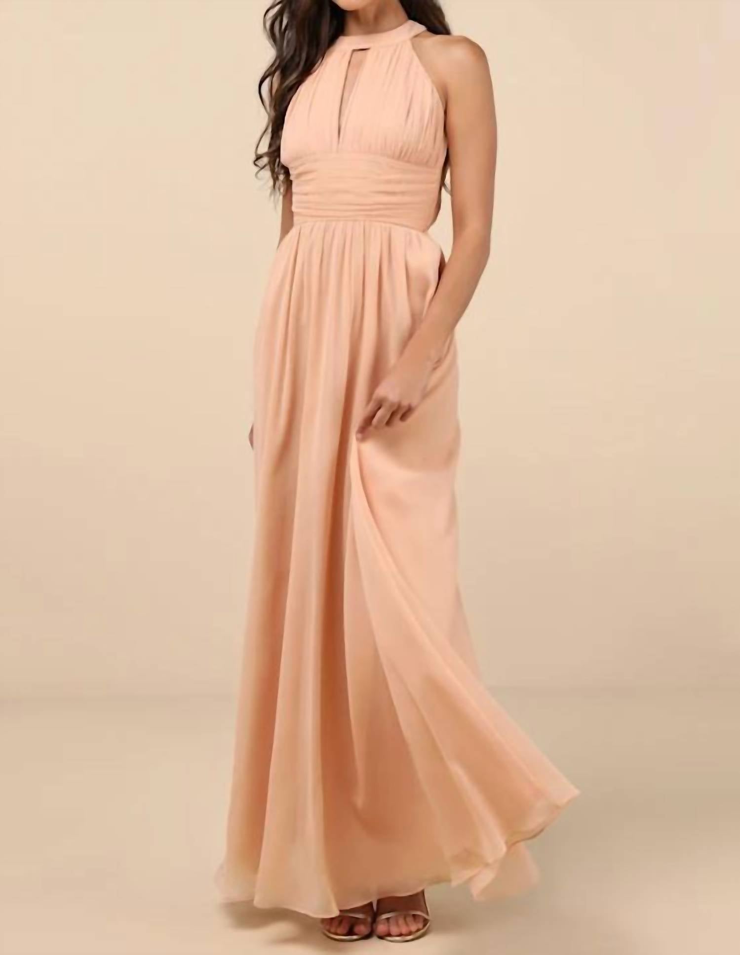 Lulus - Women's Sintra Pleated Backless Maxi Dress