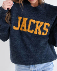 Gameday Social Varsity Turtleneck Sweater in navy - women's sweater - detail view