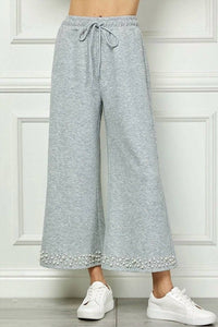 See And Be Seen - Textured Pearl Hem Cropped Pants