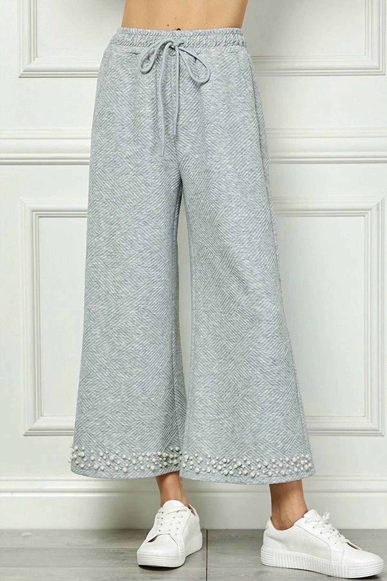 See And Be Seen - Textured Pearl Hem Cropped Pants