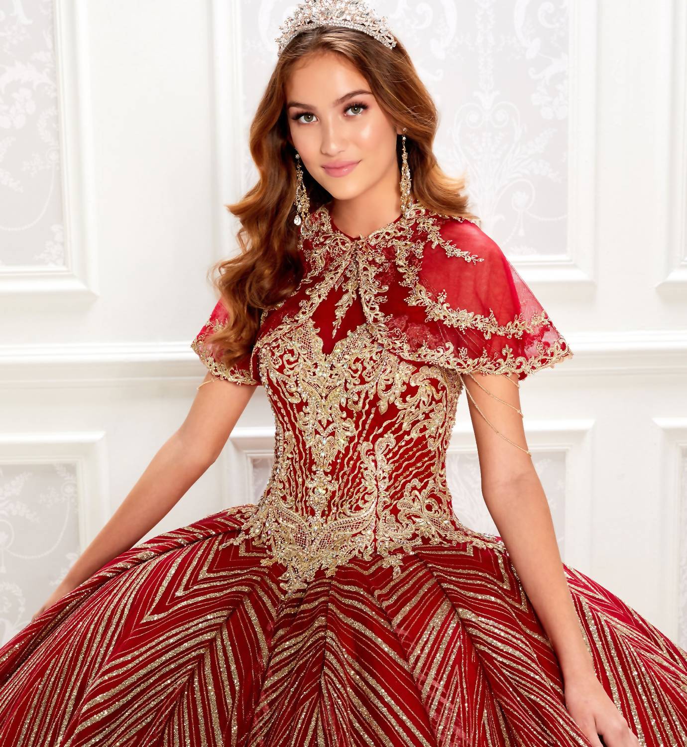 Princesa By Ariana Vara - Pleated Skirt Halter Neck Quince Gown