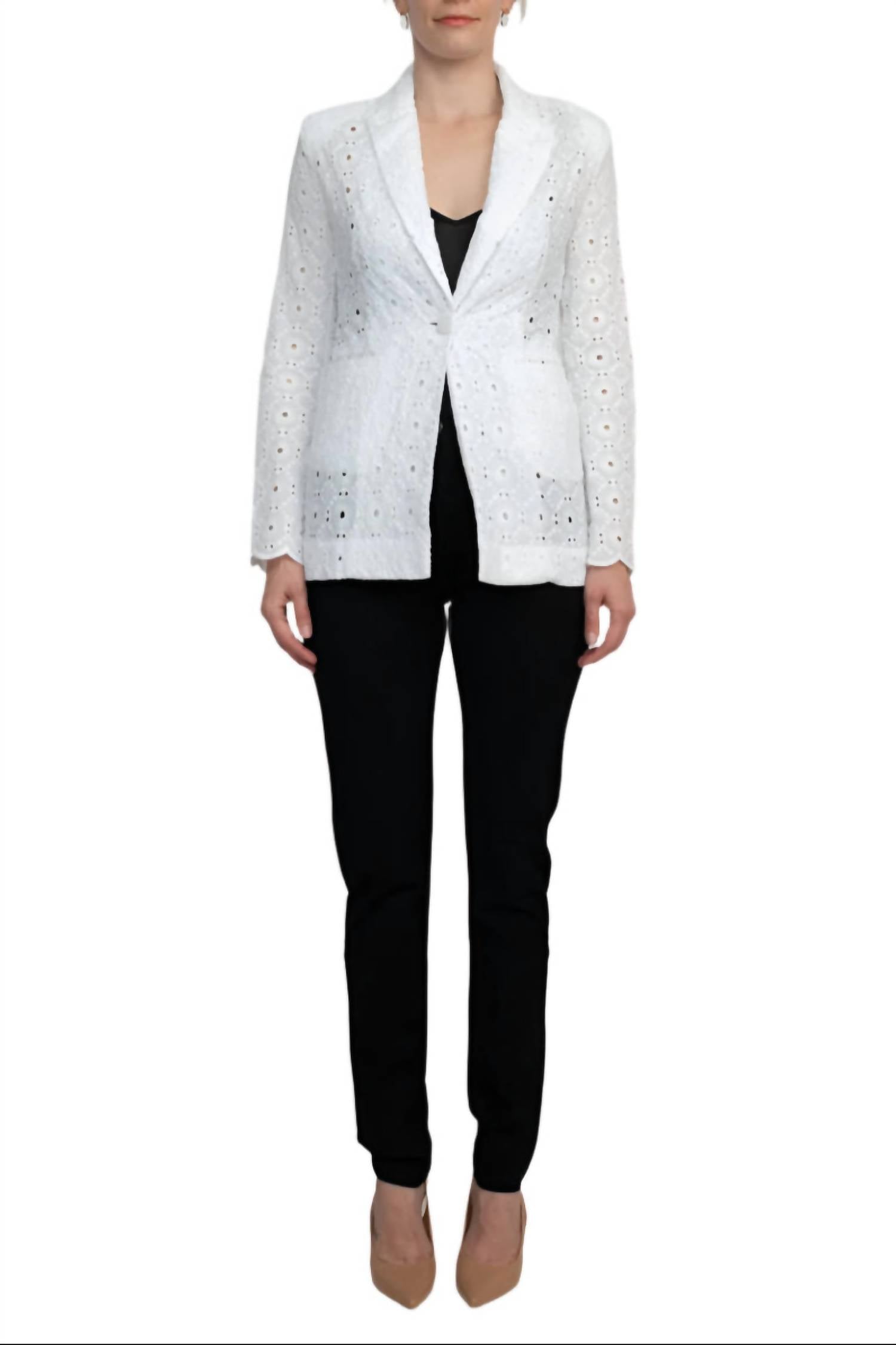 Industry - Lapel Collar Eyelet Lace Blazer