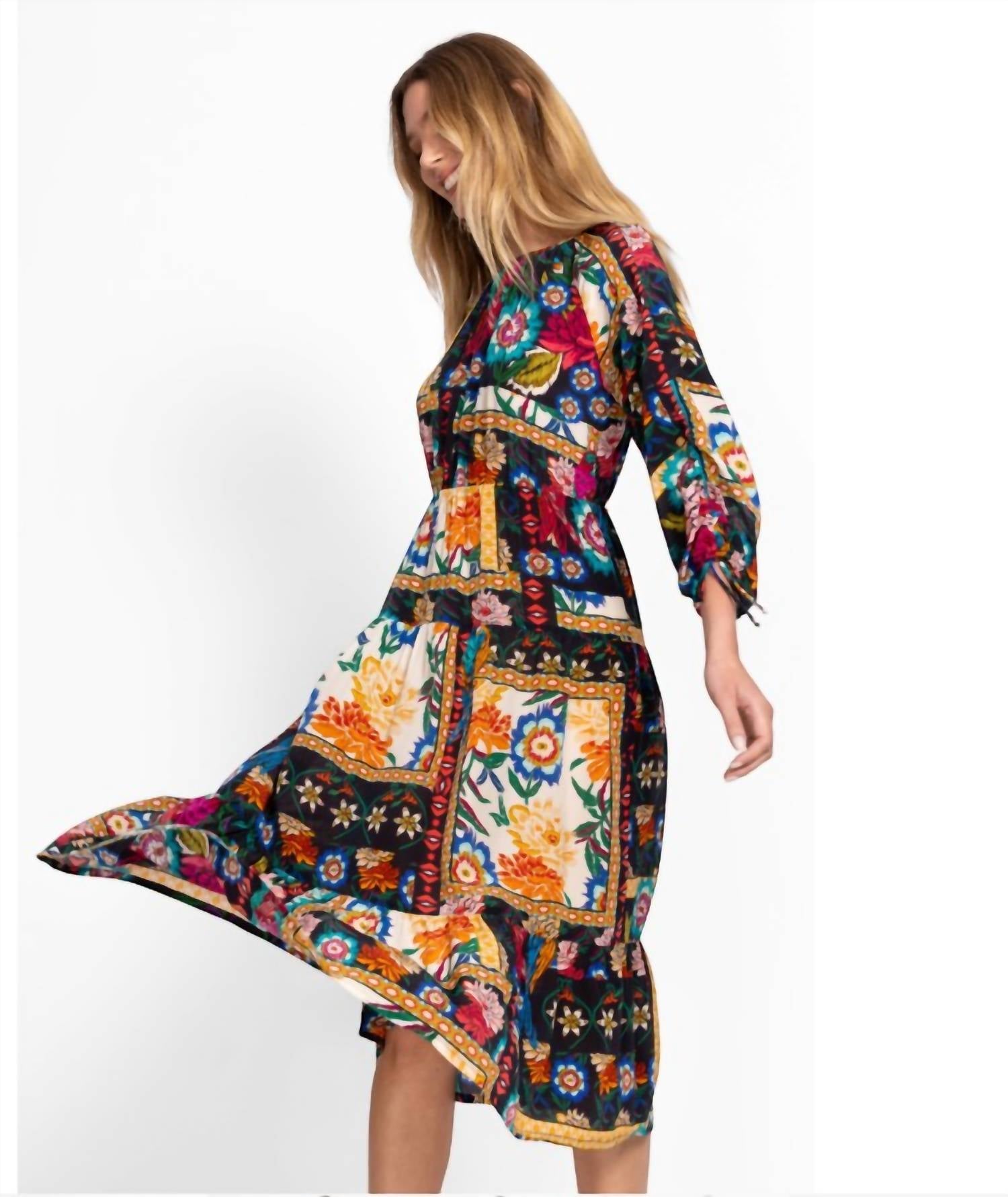 Johnny Was - Brona Floral Silk Midi Dress