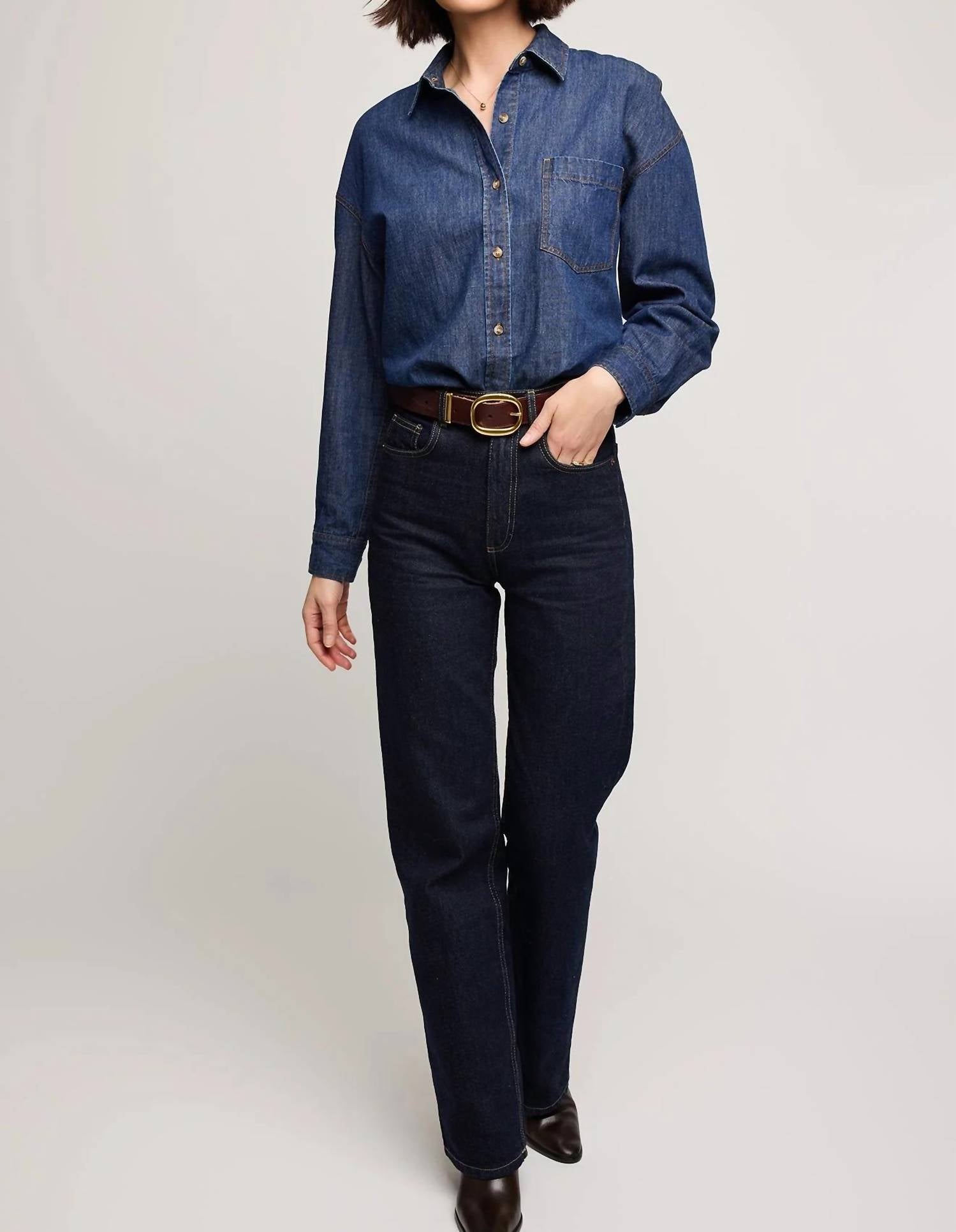 Gentle Fawn Whitney Denim Button Down Shirt in dark wash - women's shirt - view 4