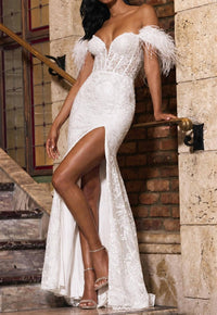 Sherri Hill Sequin Leaf Lace Embroidered Gown in ivory - women's dress