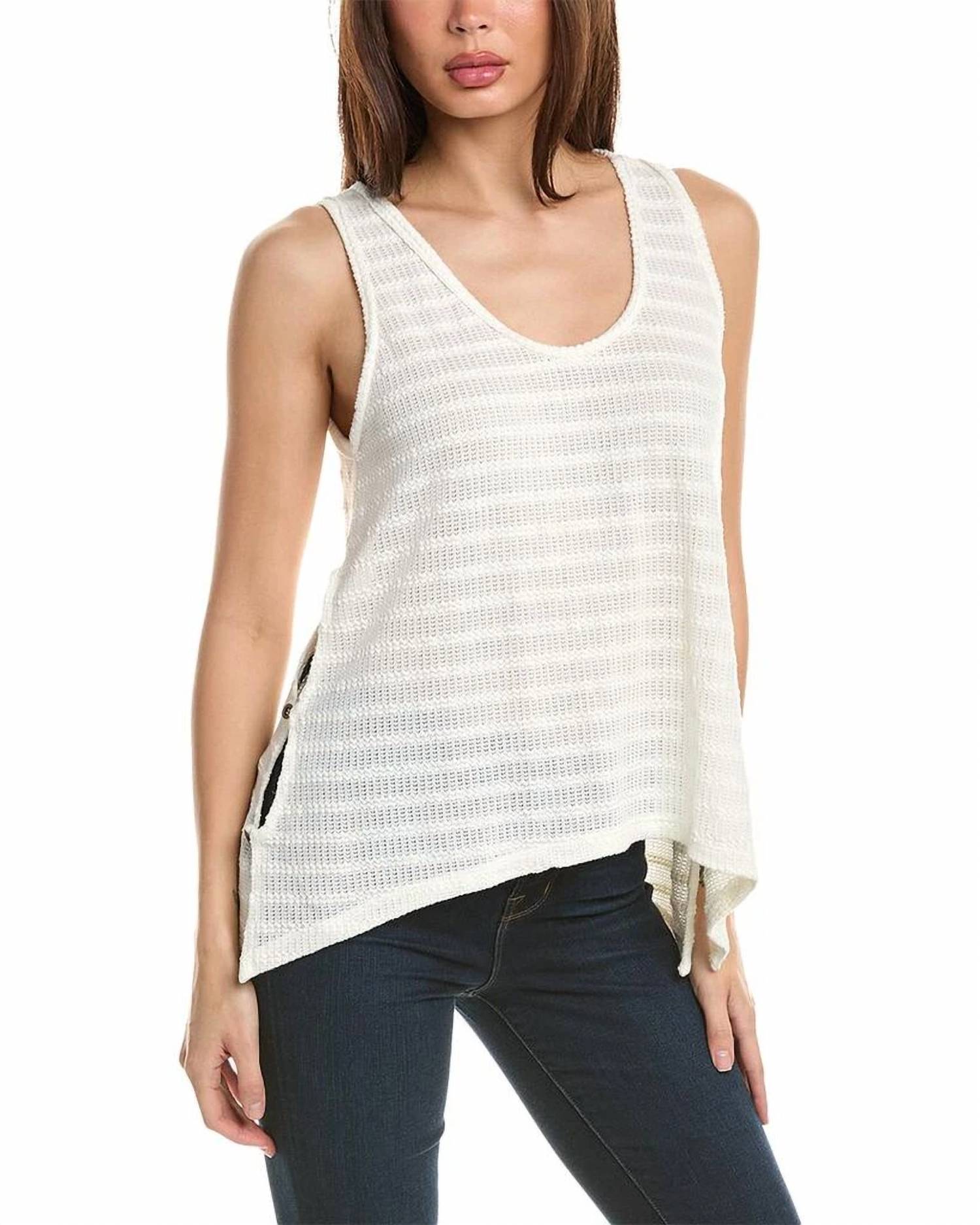 PROJECT SOCIAL T Runaway Sweater Stripe Washed Tank Top in oat - women's tank top