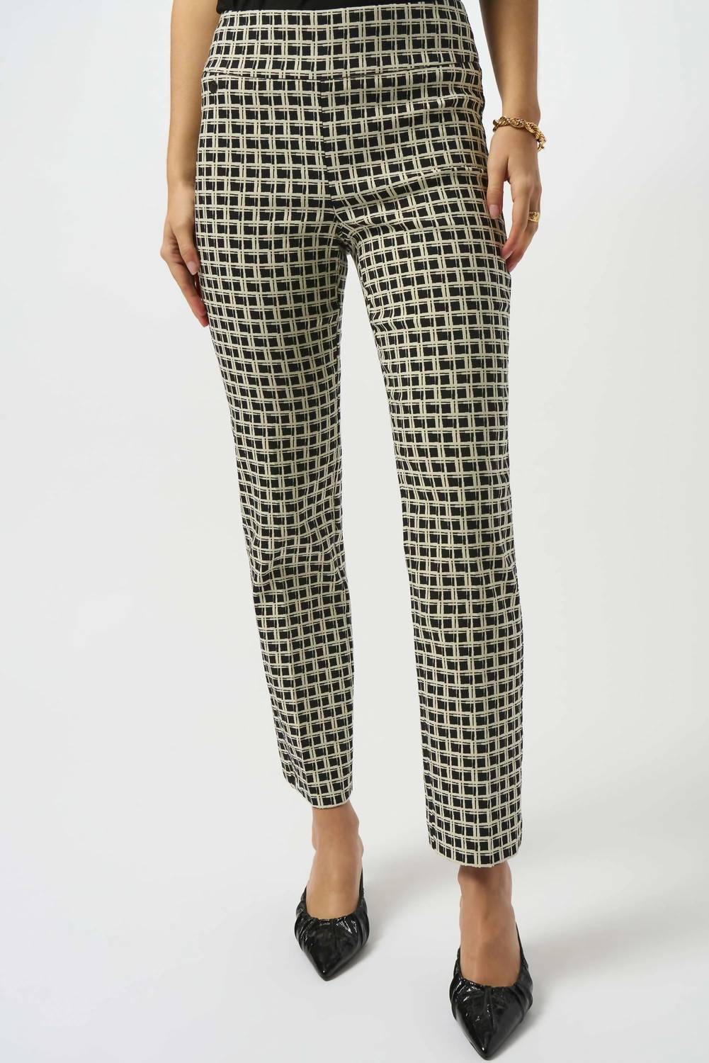 Joseph Ribkoff - Checkered Jacquard Slim Ankle Pants