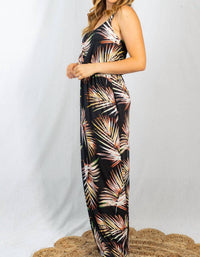 White Birch - Sleeveless Leaf Print Dress