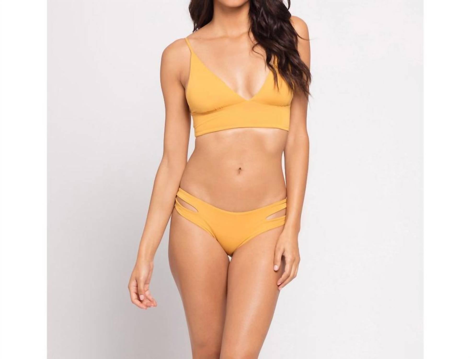 L*SPACE Solid Olivia Bikini Top in sunshine gold - women's swimwear