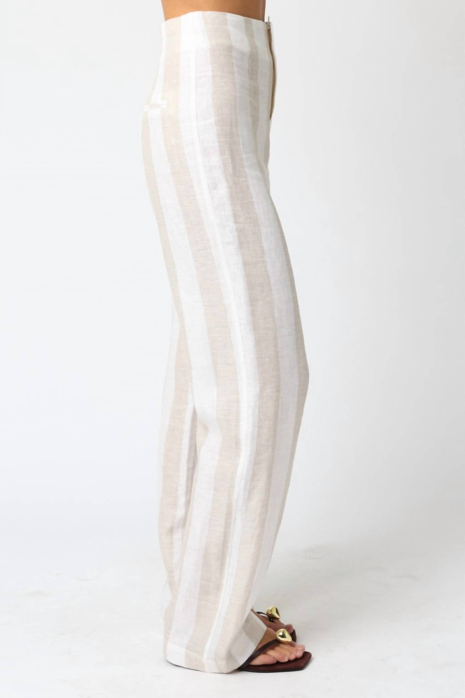 Olivaceous - Stripe Linen Pant