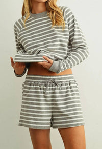 Miou Muse - Striped Terry Top And Shorts Set