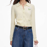 Self-Portrait - Flower Embroidered Knit Cardigan