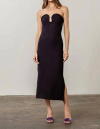 MOON RIVER Strapless Sculped Midi Dress in black - women's dress
