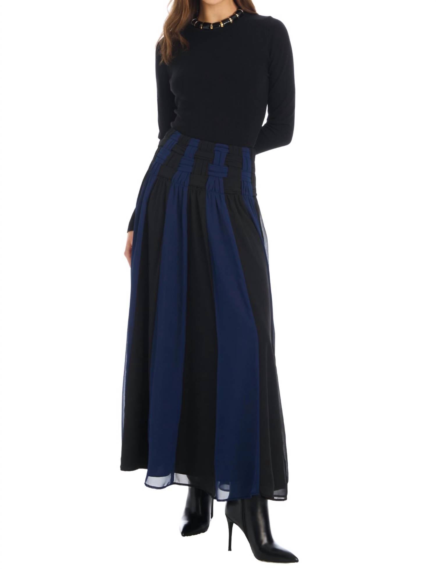 ALLISON NEW YORK BETHIE MAXI SKIRT in navy black - women's skirt - view 16