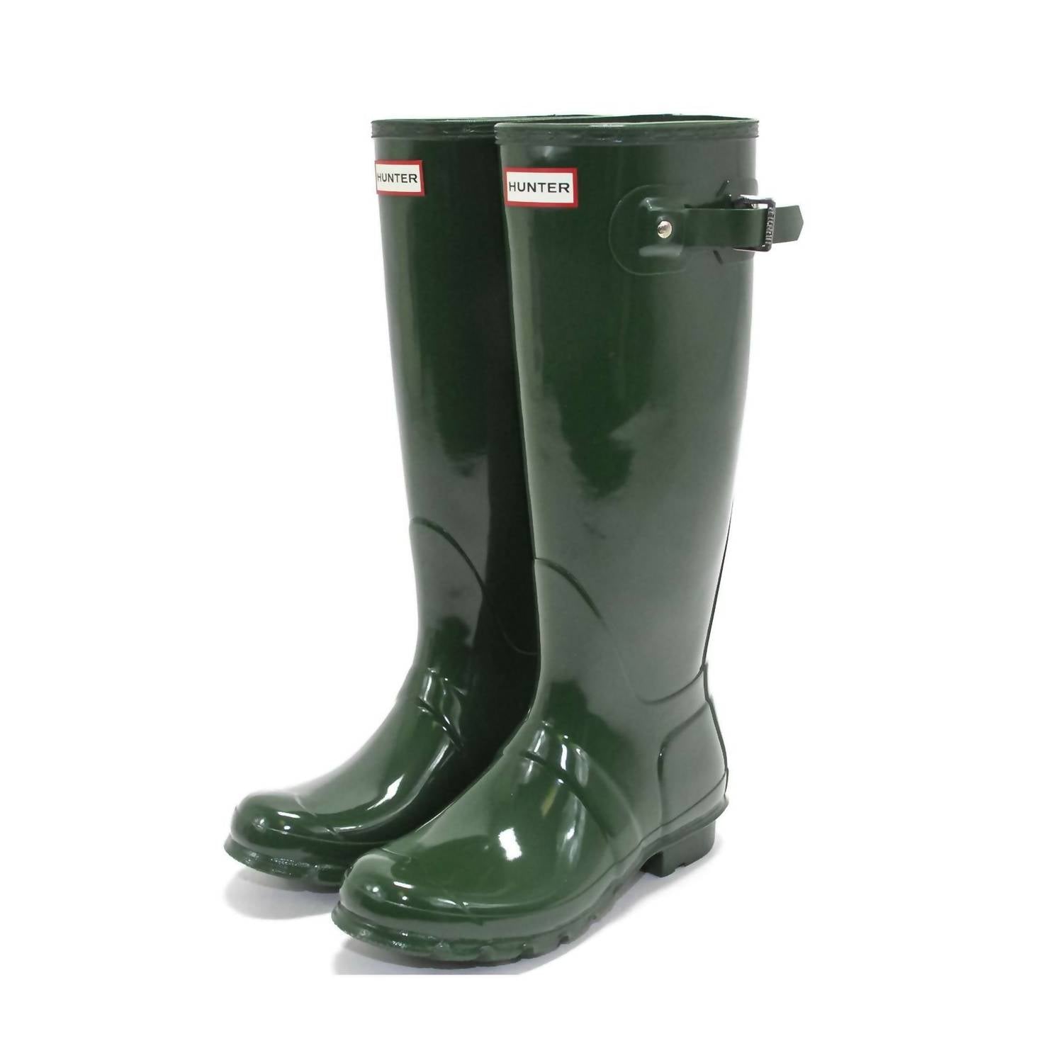 HUNTER Women's Original Tall Gloss Rain Boots in hunter green - women's shoe