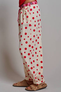 Urban Daizy - Retro Polka Dot Elastic Waist Wide-leg Pants