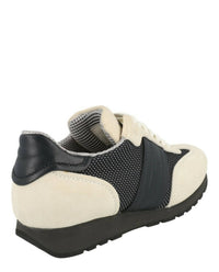 Brioni Men's Panel Woven Runner Sneakers in white black - men's shoe - alternate view