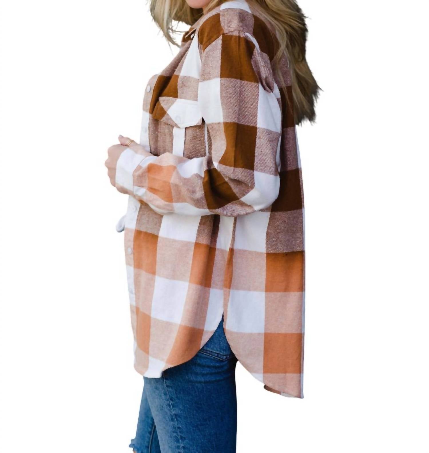 Panache Apparel - Bleached Gradient Cotton Plaid Flannel Shacket