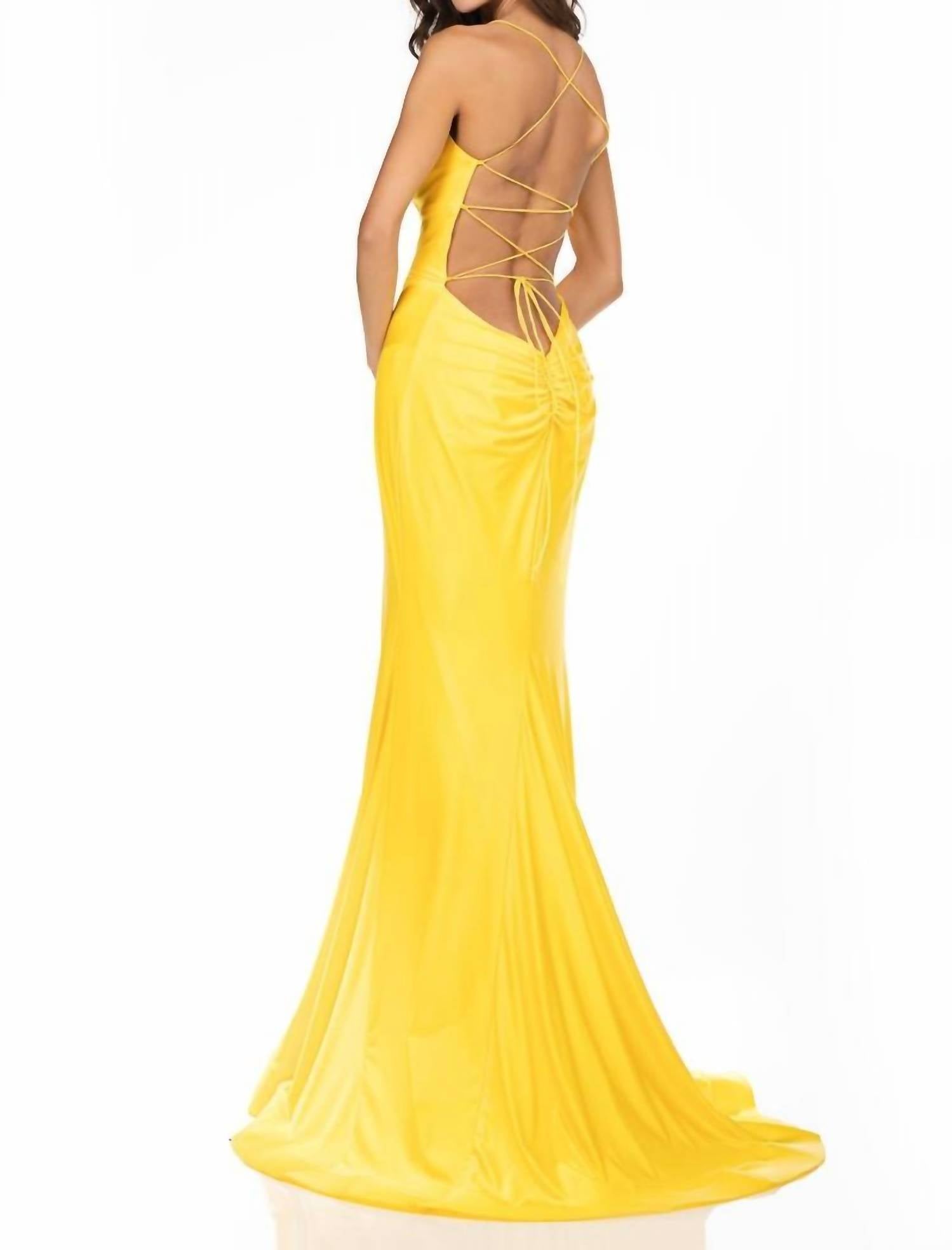 Terani Couture - Corset Back Fitted Long Gown