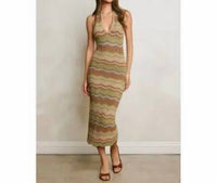 Dress Forum - Metallic Chevron Stripe Halter Dress