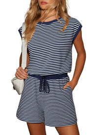 Rosa Clothing - Striped Sleeveless Top And Short Set