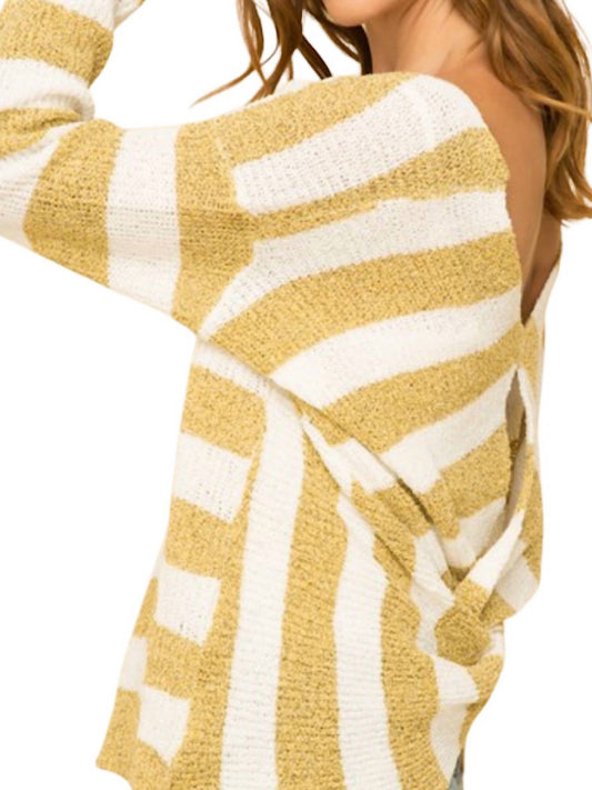Mystree - Knotted Back Stripe Pullover Sweater