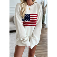 Supreme Fashion - Knit Round Neck Flag Print Loose Fit Sweater