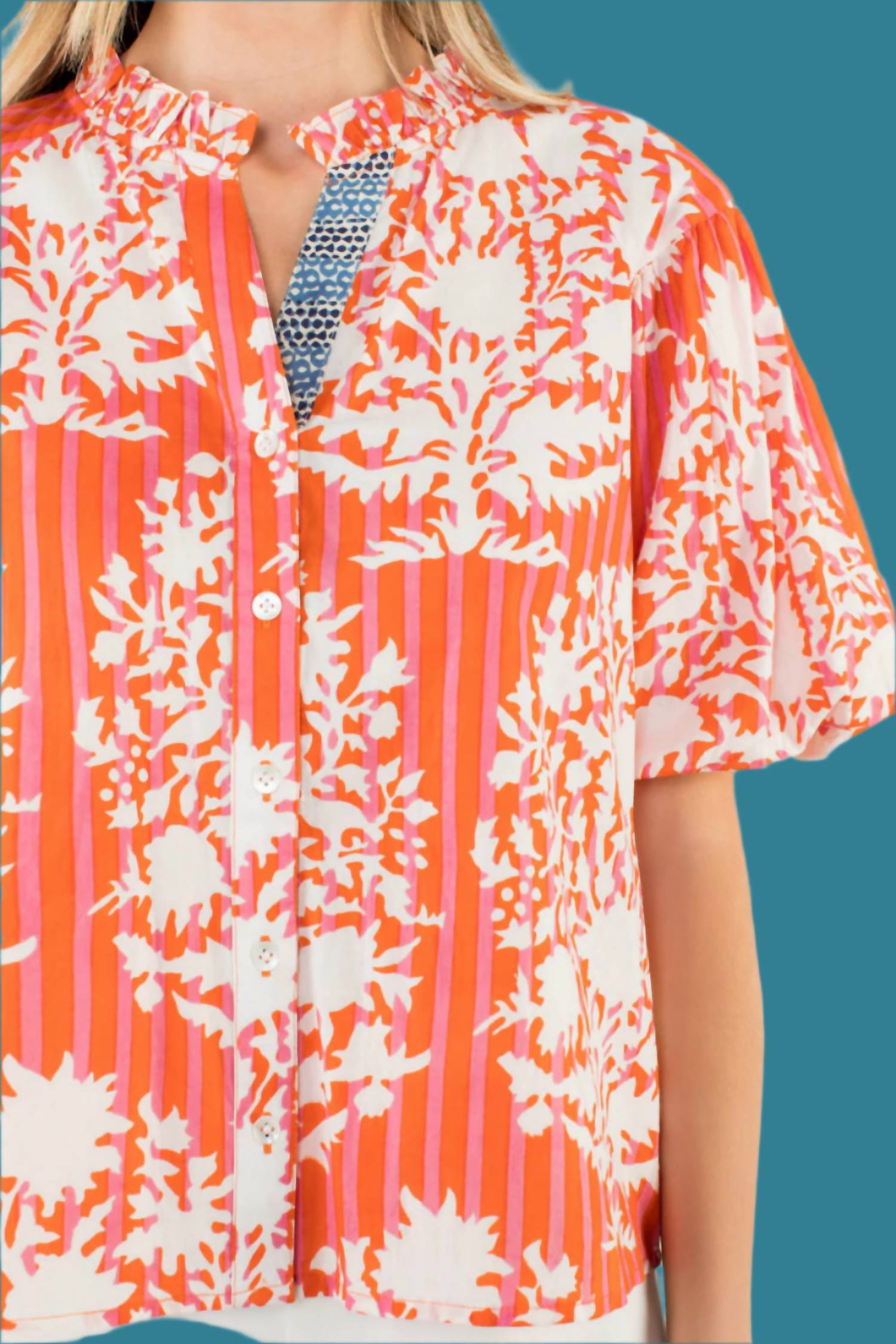 Thml - Botanical Stripe Puff Sleeve Blouse