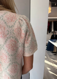 &merci Floral Short Sleeve Cardigan in cream - women's cardigan - alternate view