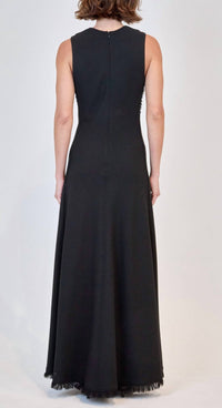 JONATHAN SIMKHAI Lowri Sleeveless Fringe-hem Maxi Dress in black - women's dress - alternate view