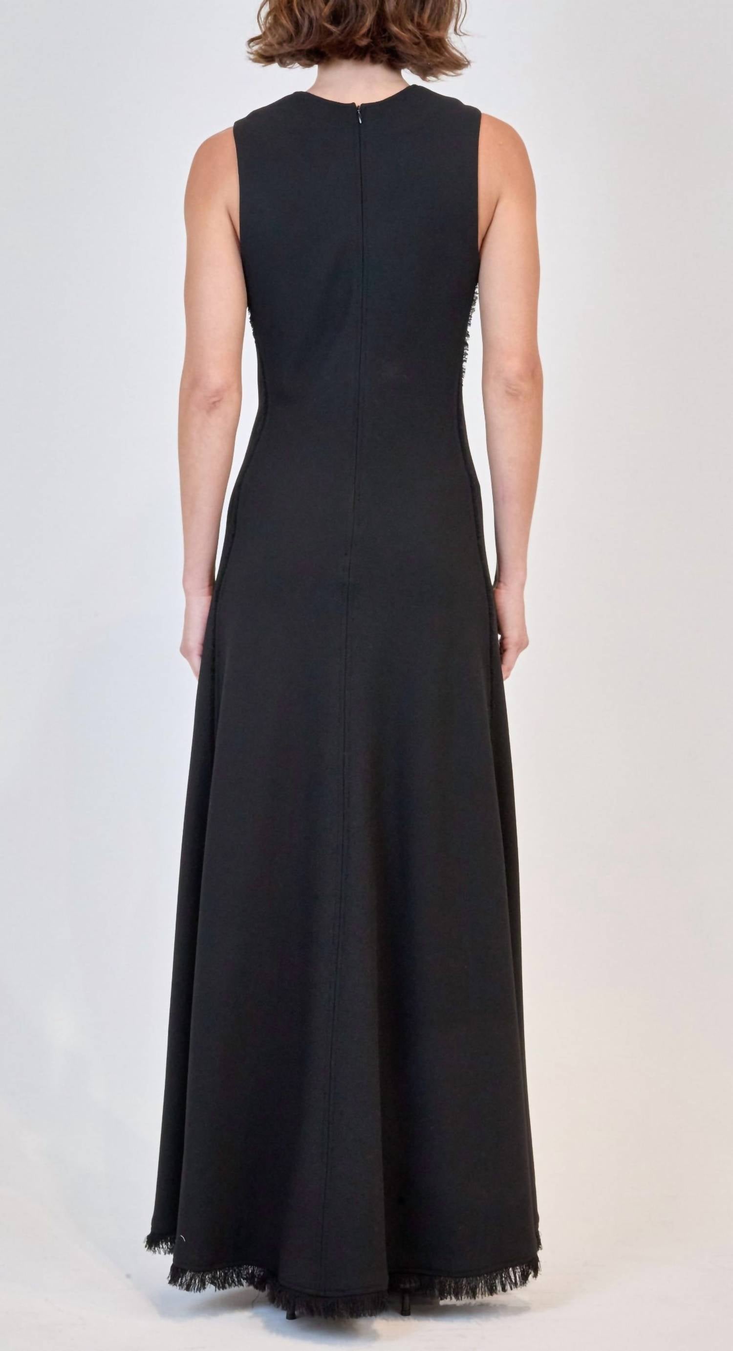 JONATHAN SIMKHAI Lowri Sleeveless Fringe-hem Maxi Dress in black - women's dress - alternate view