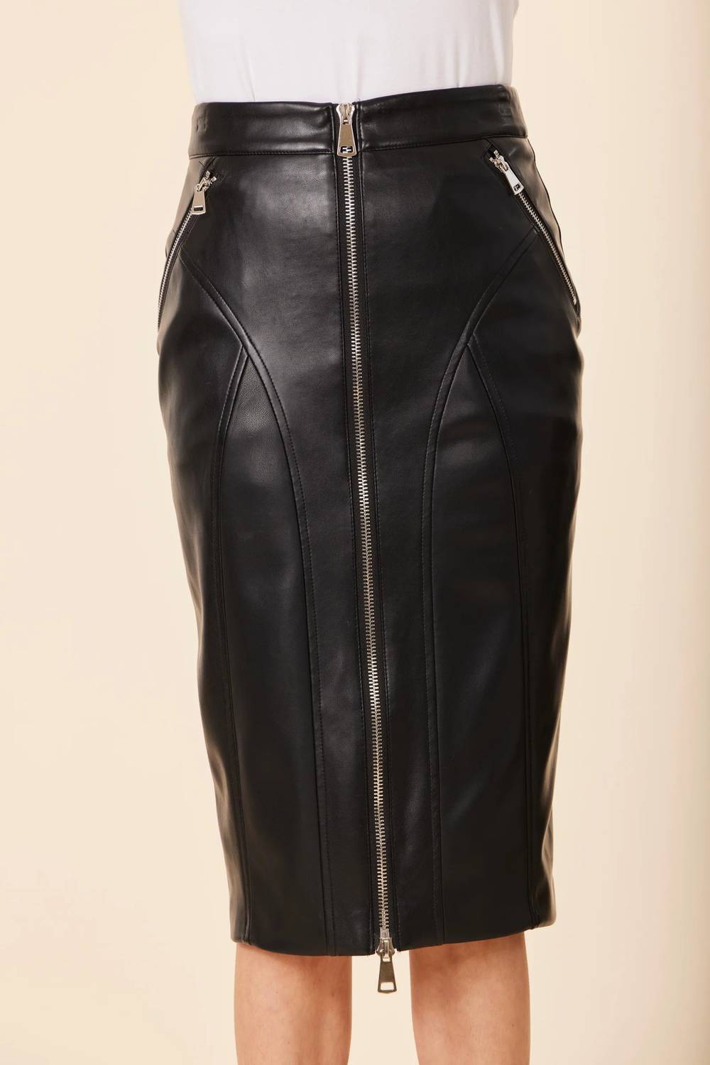 Dolce Cabo - Faux Leather Long Zip Skirt
