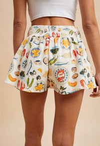 Anniewear - Mediterranean Food Motif Printed Skort