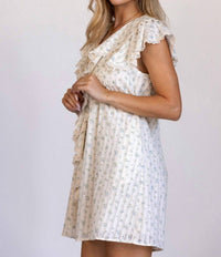 STORIA Margot Ditsy Floral Mini Dress in ivory blue - women's dress - view 7