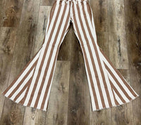 Bestto Women's Bell Bottom Pants in stripe brown - women's pants