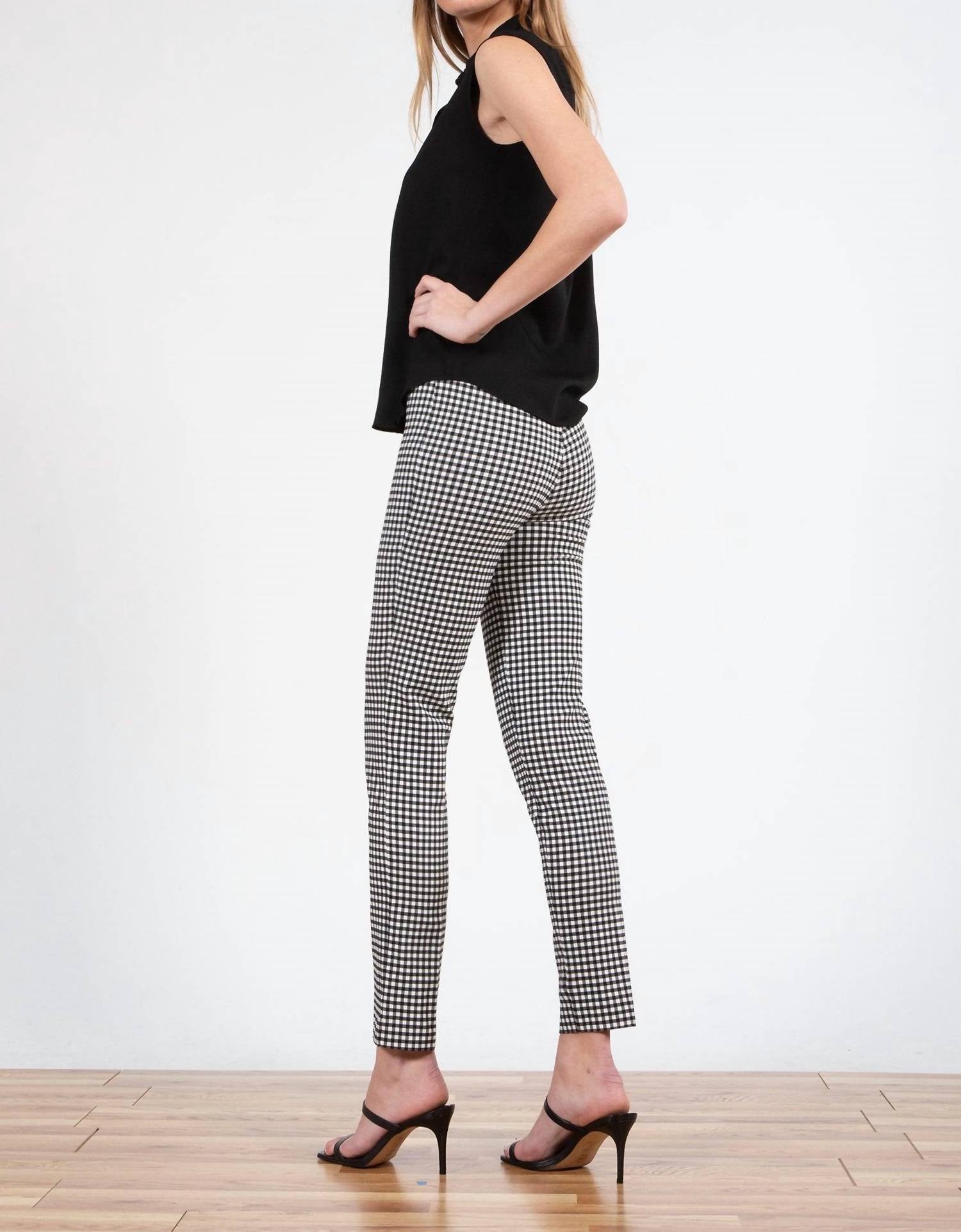 Avenue Montaigne Leo Cropped Flare Pants in check - women's pants - detail view
