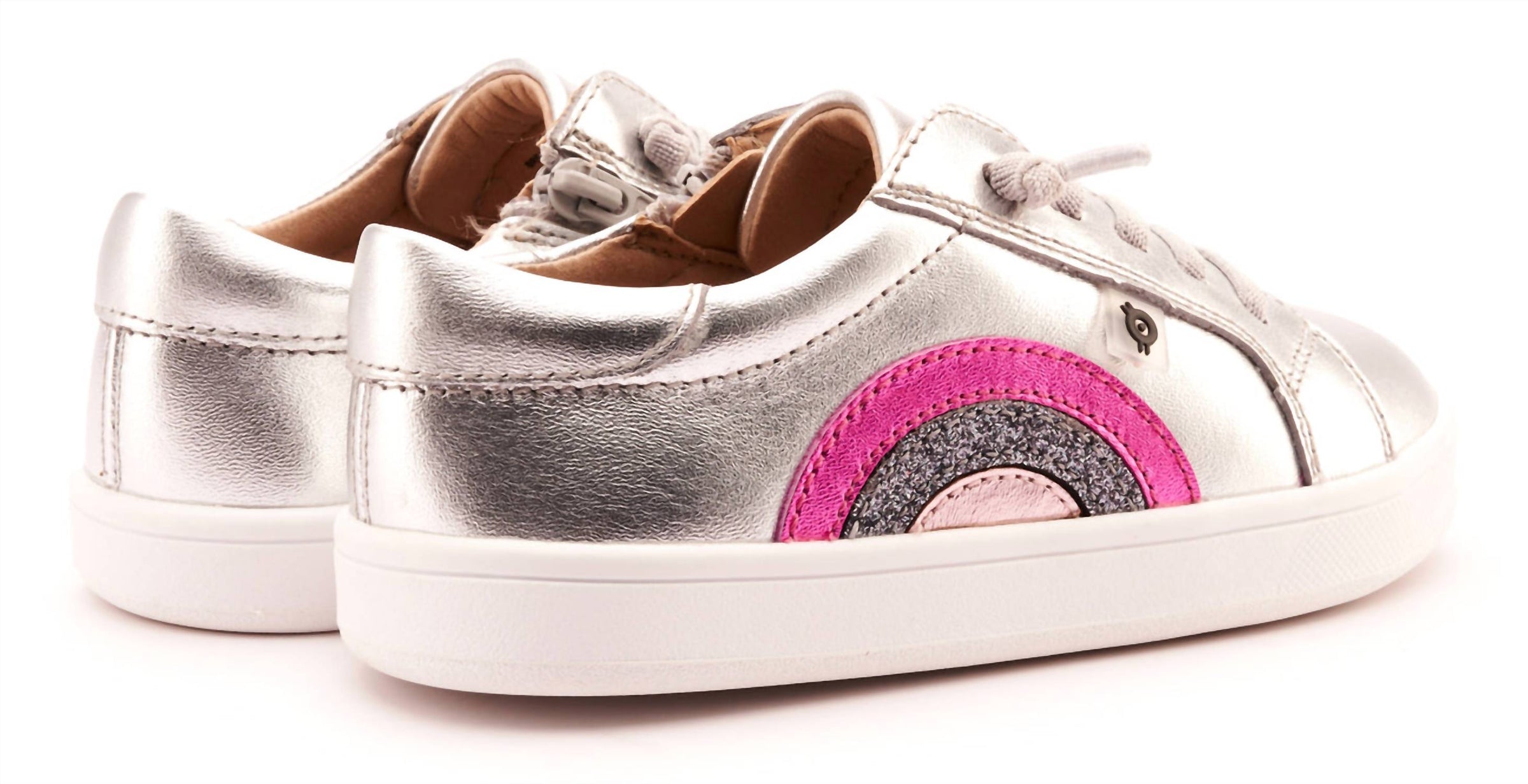 OLDSOLES Kid's 1010 Rainbow Jumpa Casual Sneakers in silver fuchsia foil glam gunmetal - kids' sneaker - alternate view