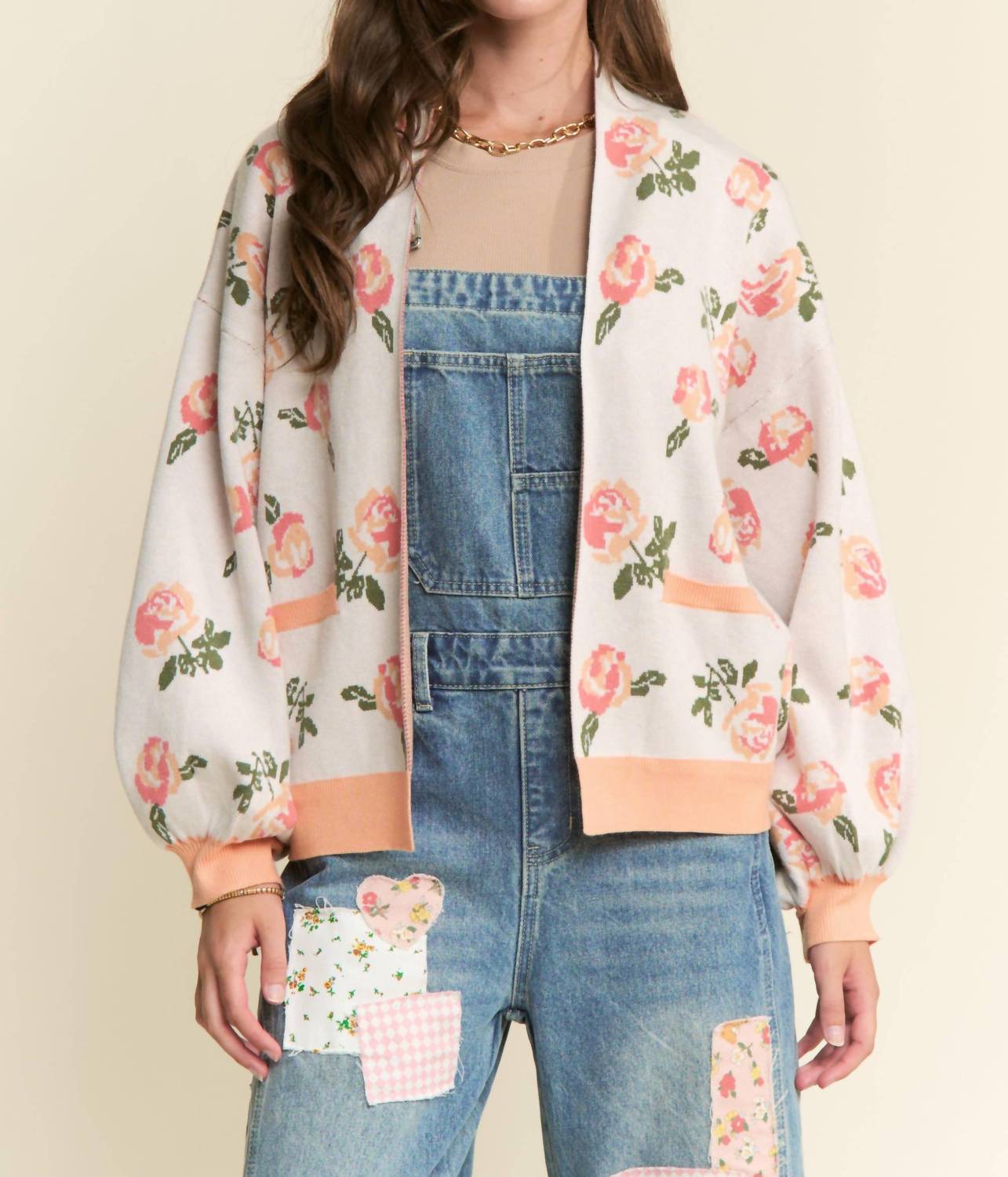 J.NNA Rosie Cardigan in apricot - women's cardigan