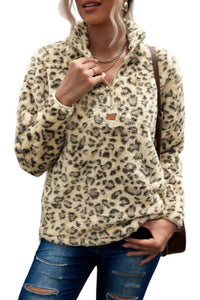 Shiying - Leopard Half Zip Pullover