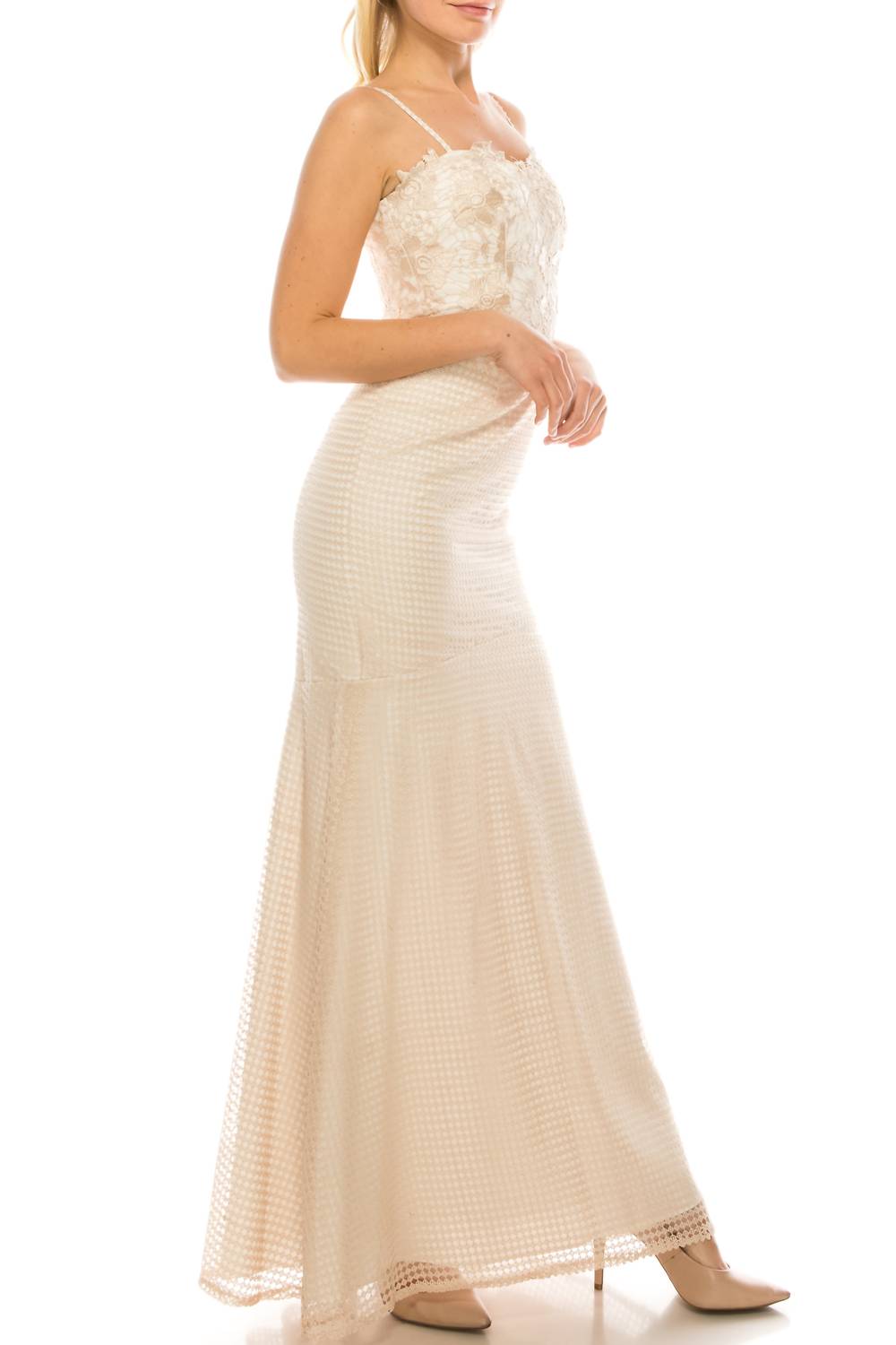 Aidan Mattox - Embroidered Lace Trumpet Dress