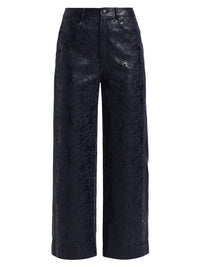 Cinq A Sept - Betsy Embroidered Faux Leather Wide-leg Pants
