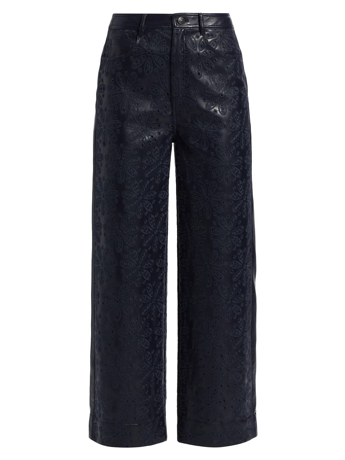 Cinq A Sept - Betsy Embroidered Faux Leather Wide-leg Pants